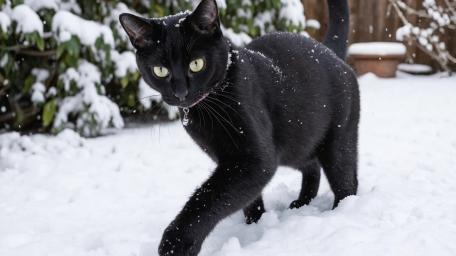 Snowy Black Cat wallpaper