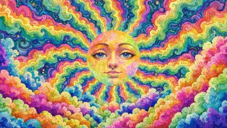 Rainbow Cosmic Sunburst wallpaper