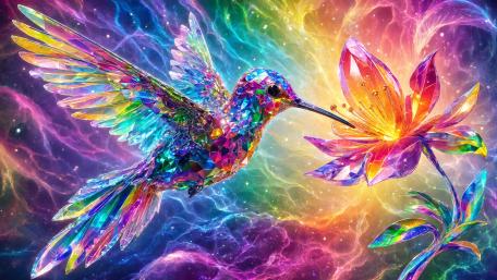 Prismatic Hummingbird Bloom wallpaper