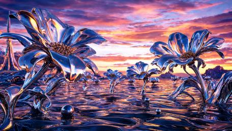Liquid Mercury Garden wallpaper