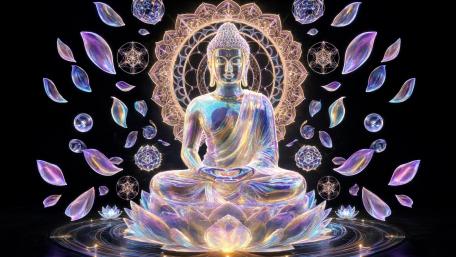 Luminous Holographic Buddha Serenity wallpaper