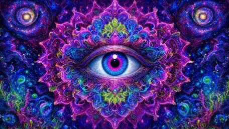 Cosmic Psychedelic Mandala Eye wallpaper