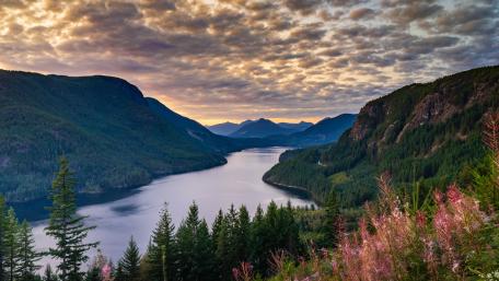 Alouette Lake Sunset Panorama wallpaper