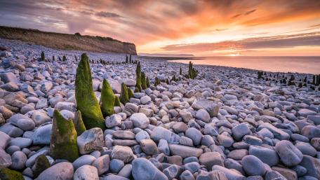 Pebble Beach Sunset Glow wallpaper