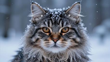 Snowy Tabby Majesty wallpaper