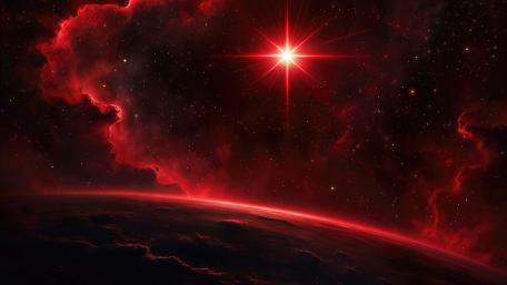 Crimson Star Over Silent Horizon wallpaper