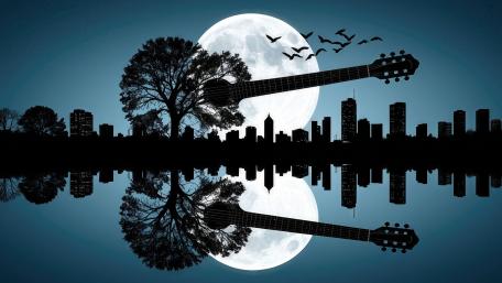 Moonlit Harmony Reflected wallpaper
