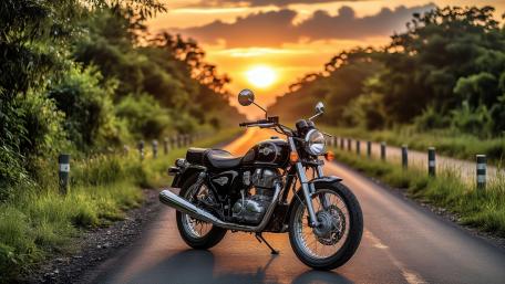 Classic Motorcycle at Sunset wallpaper