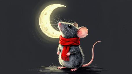 Moonlit Mouse in a Red Scarf wallpaper