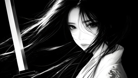 Silent Samurai Girl with Katana wallpaper