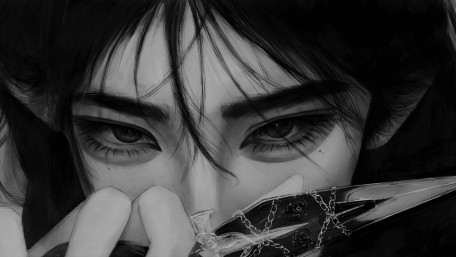 Shadowed Eyes of a Dark Anime Warrior wallpaper