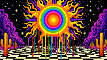 Psychedelic Neon Sunscape wallpaper