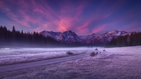 Purple Winter Mountain Dawn wallpaper
