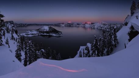 Winter Dawn Over Crater Lake wallpaper