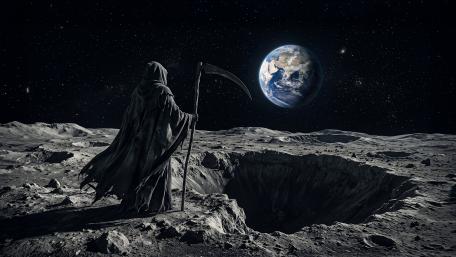 Grim Reaper Over Earth and Moon wallpaper