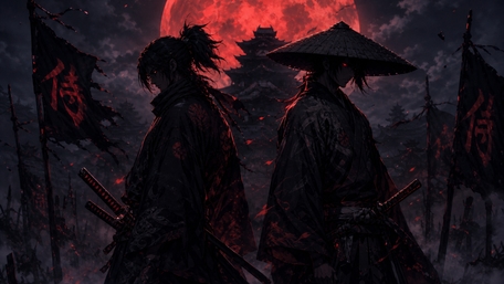 Crimson Ronin Under the Red Moon wallpaper