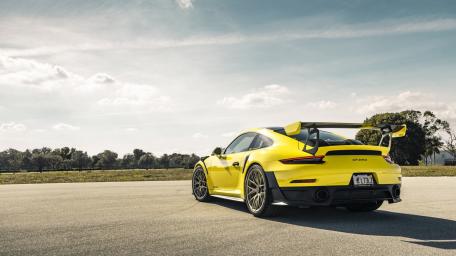 Yellow Porsche 911 GT3 on Open Road wallpaper