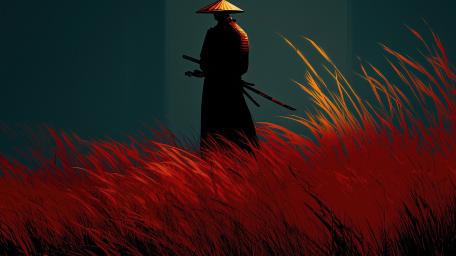 Silent Ronin in Crimson Fields wallpaper