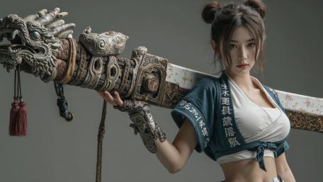 Celestial Battle Maiden with Ornate Sword wallpaper
