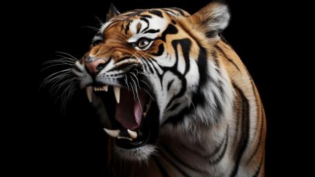 Ferocious Tiger Roar in the Dark wallpaper