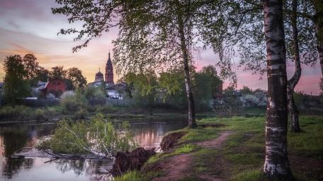 Spring Twilight by the Klyazma River wallpaper