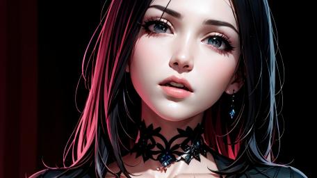 Gothic Neon Anime Portrait wallpaper