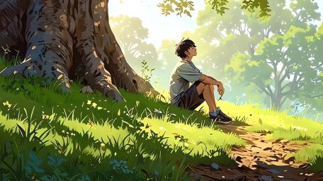 Sunlit Quiet Under the Lonely Tree wallpaper