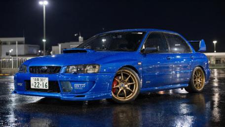 Blue Subaru WRX STI Night Stance wallpaper