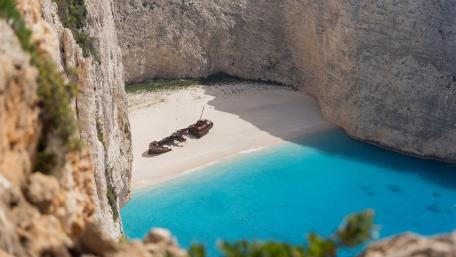 Navagio Bay Cliffs and Shipwreck Cove wallpaper