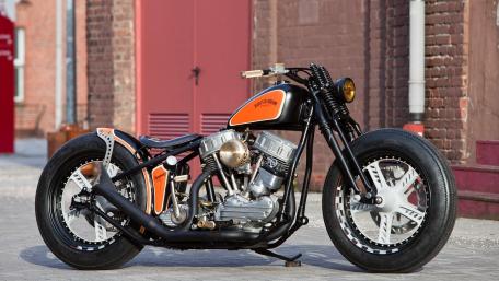 Custom Harley Chopper in Urban Light wallpaper