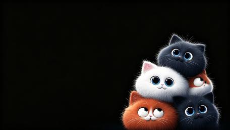 Adorable Kitten Tower on Dark Background wallpaper