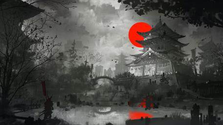 Silent Moon Over the Feudal Castle wallpaper