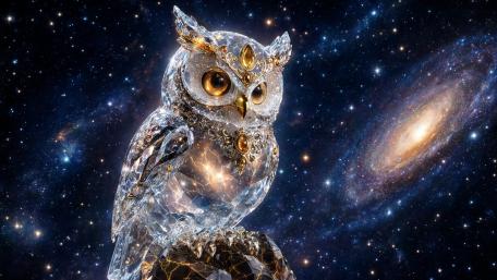 Cosmic Crystal Owl wallpaper