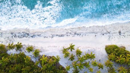 Tropical Paradise Aerial View of Maldives Beach wallpaper