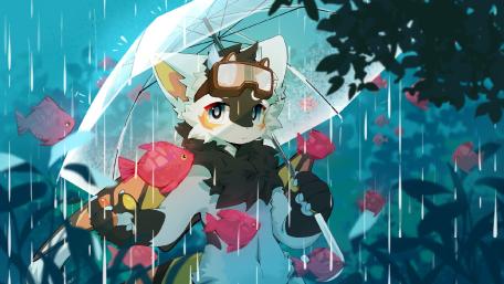 Rainy Kawaii Kemono Journey wallpaper