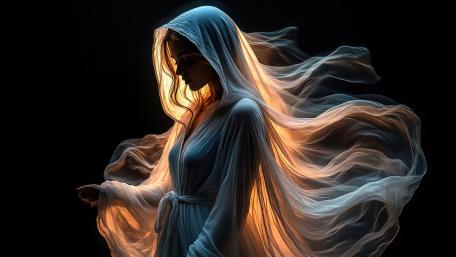 Ethereal Spirit in Veiled Darkness wallpaper