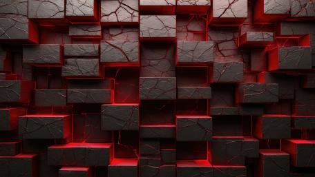 Crimson Fractured Cubes wallpaper