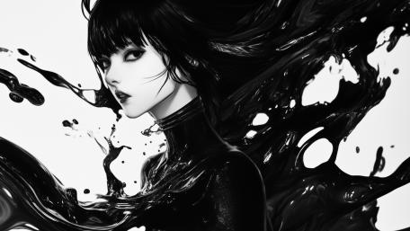 Monochrome Cyber Goth Portrait wallpaper