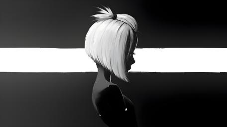 Silent Monochrome Anime Portrait wallpaper