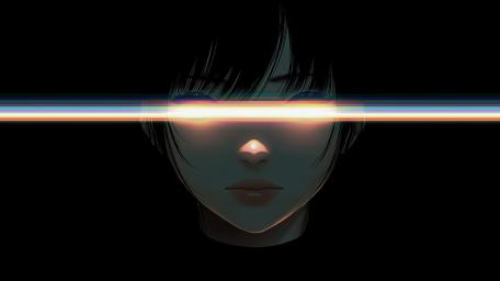 Neon Gaze of the Silent Cyberpunk Girl wallpaper