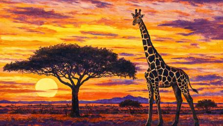 Dreamscape Giraffe at Sunset wallpaper