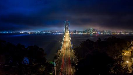 San Francisco Bay Bridge Night Glow wallpaper