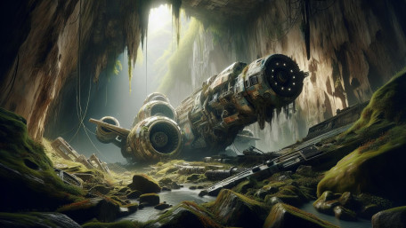Forgotten Starship in the Hidden Cavern wallpaper