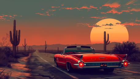 Desert Vintage Car a Minimalist Journey wallpaper