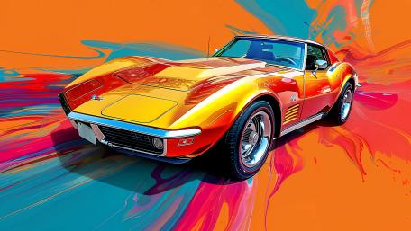 Vibrant Corvette Stingray Retro Power wallpaper