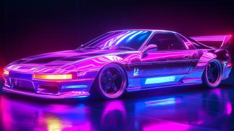 Purple Neon JDM Car wallpaper