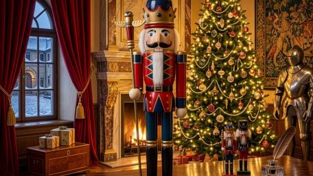 Nutcracker King with Christmas tree wallpaper