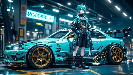 Cyberpunk Drift Skyline Showcase wallpaper