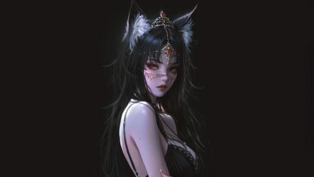 Midnight Gothic Neko Enchantress wallpaper