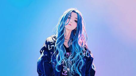 Neon Blue Anime Rebel wallpaper